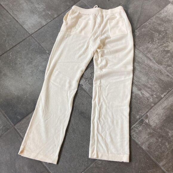 Gentle Herd 100% cashmere Ivory white drawstring straight pants pockets size 3XL - Picture 3 of 7